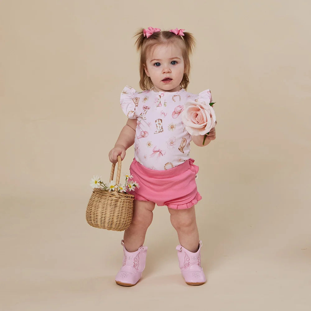 Snuggle Hunny Kids - Short Sleeve Frill Organic Bodysuit | Boots & Bows