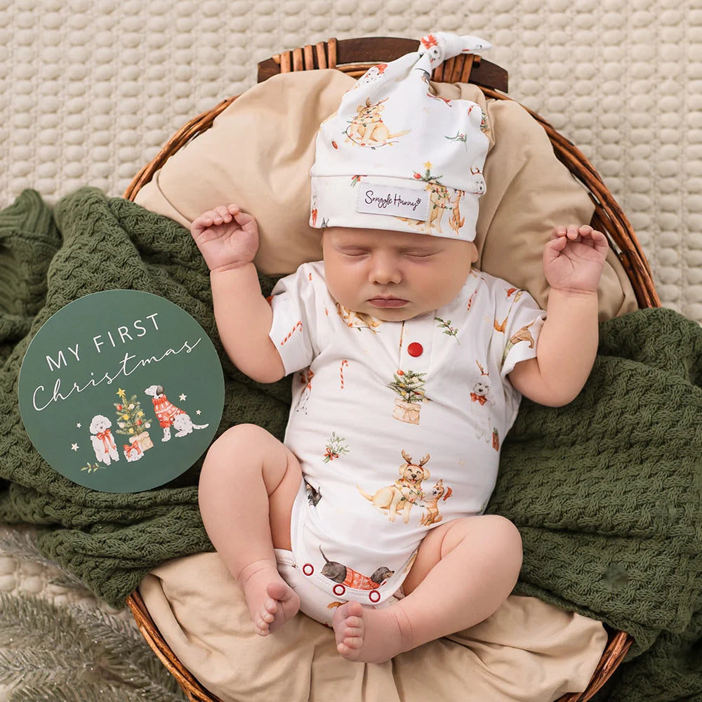 Snuggle Hunny Kids - Christmas Pups Short Sleeve Organic Bodysuit