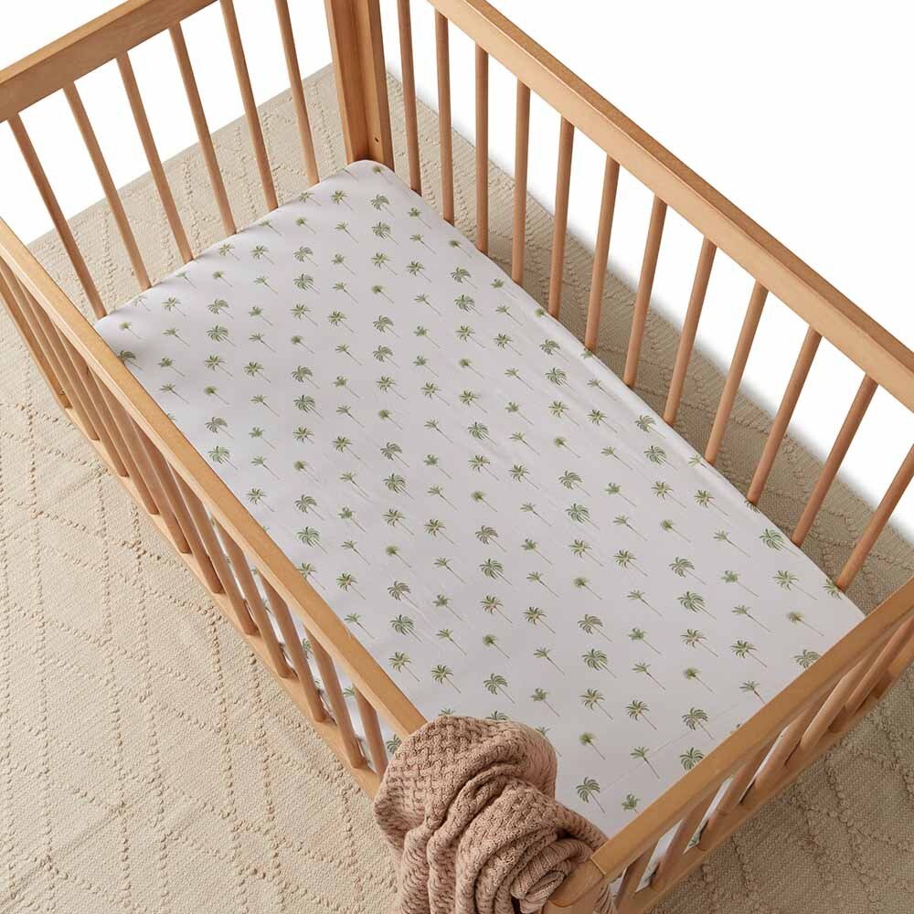 Snuggle Hunny Kids - Green Palm Fitted Cot Sheet