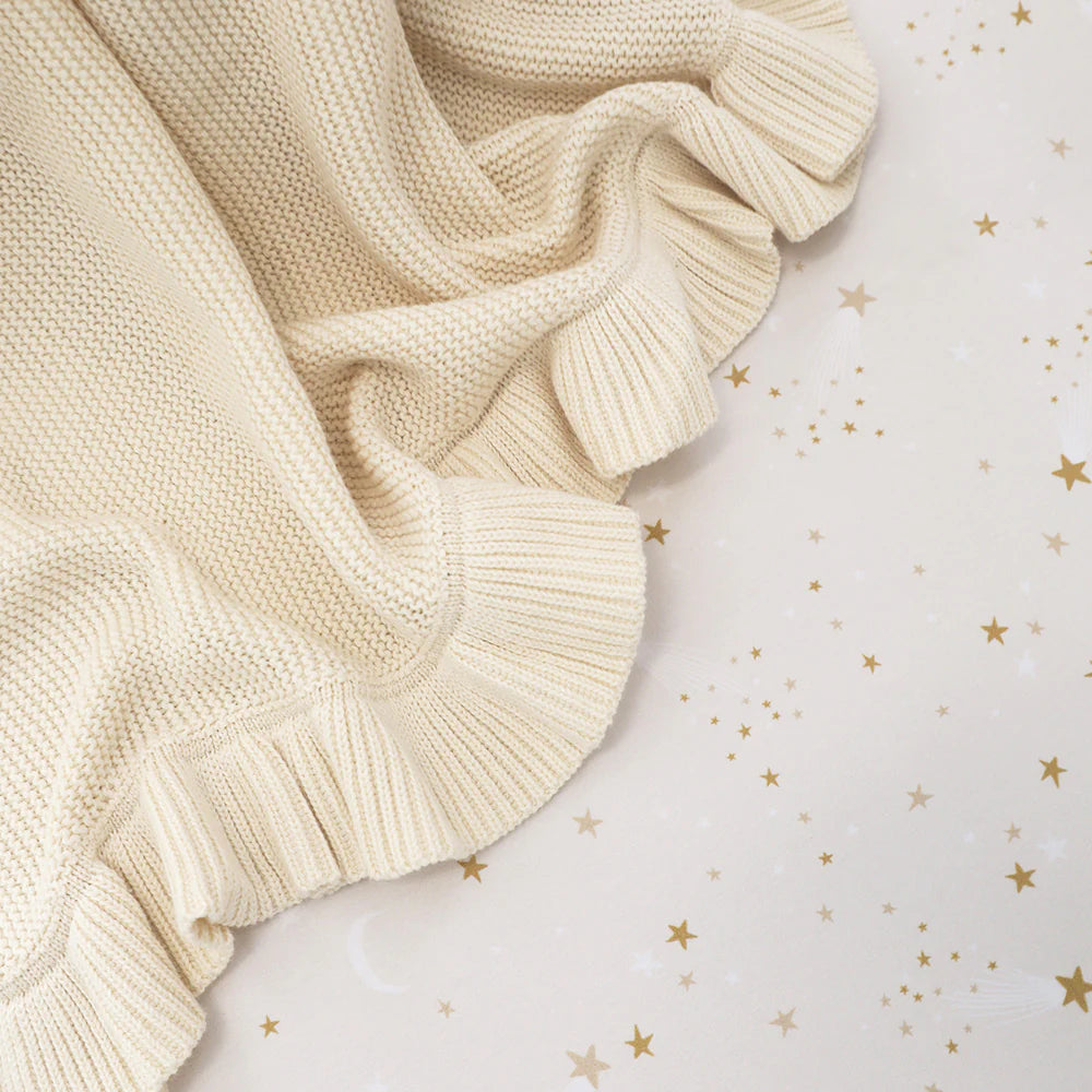 Snuggle Hunny Kids - Ruffle Knit Baby Blanket | Cream