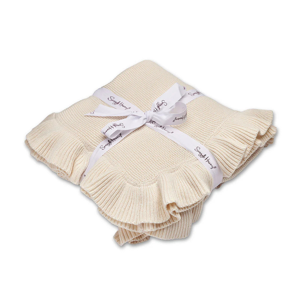 Snuggle Hunny Kids - Ruffle Knit Baby Blanket | Cream