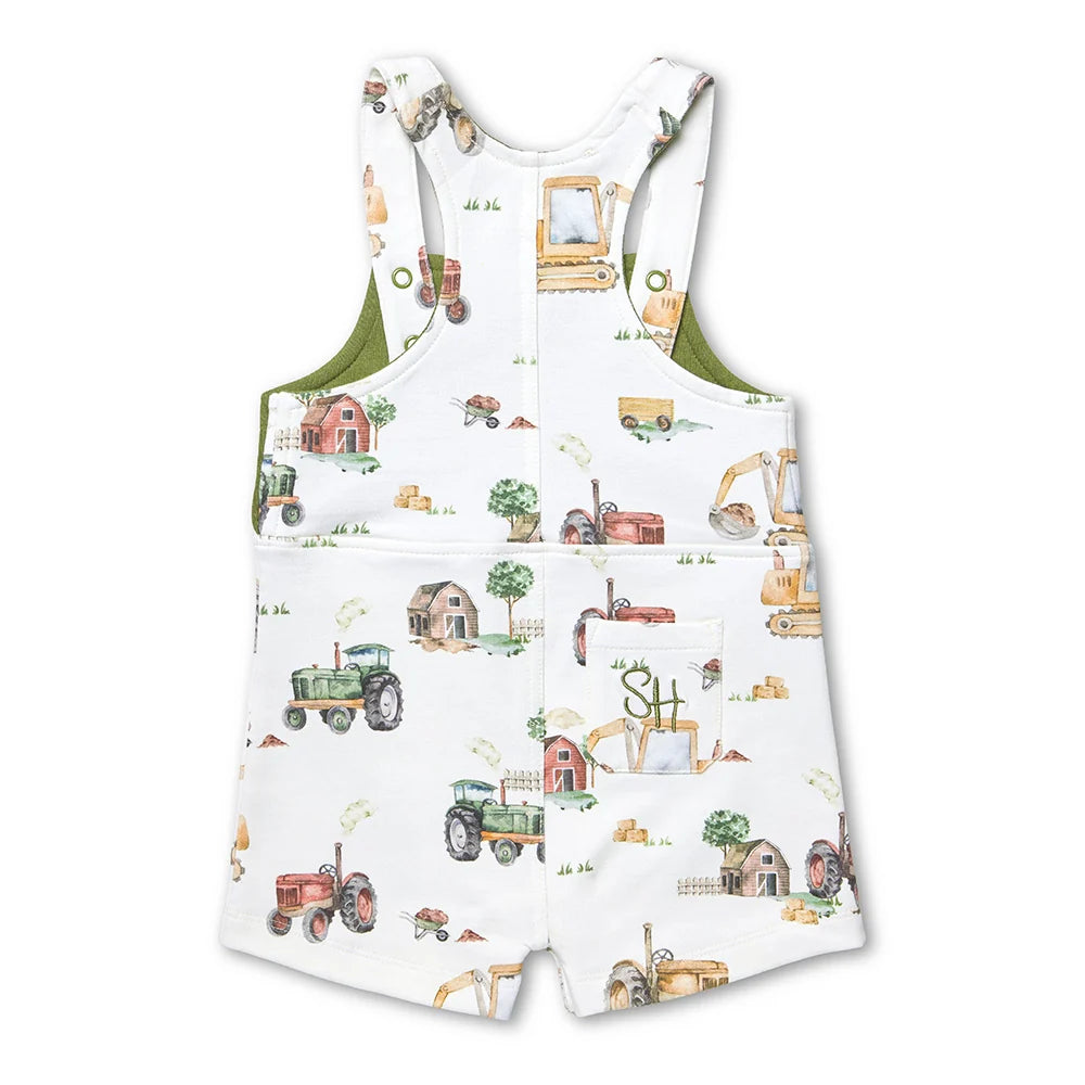 Snuggle Hunny Kids - Snuggle Overall Shorts | Diggers & Tractors
