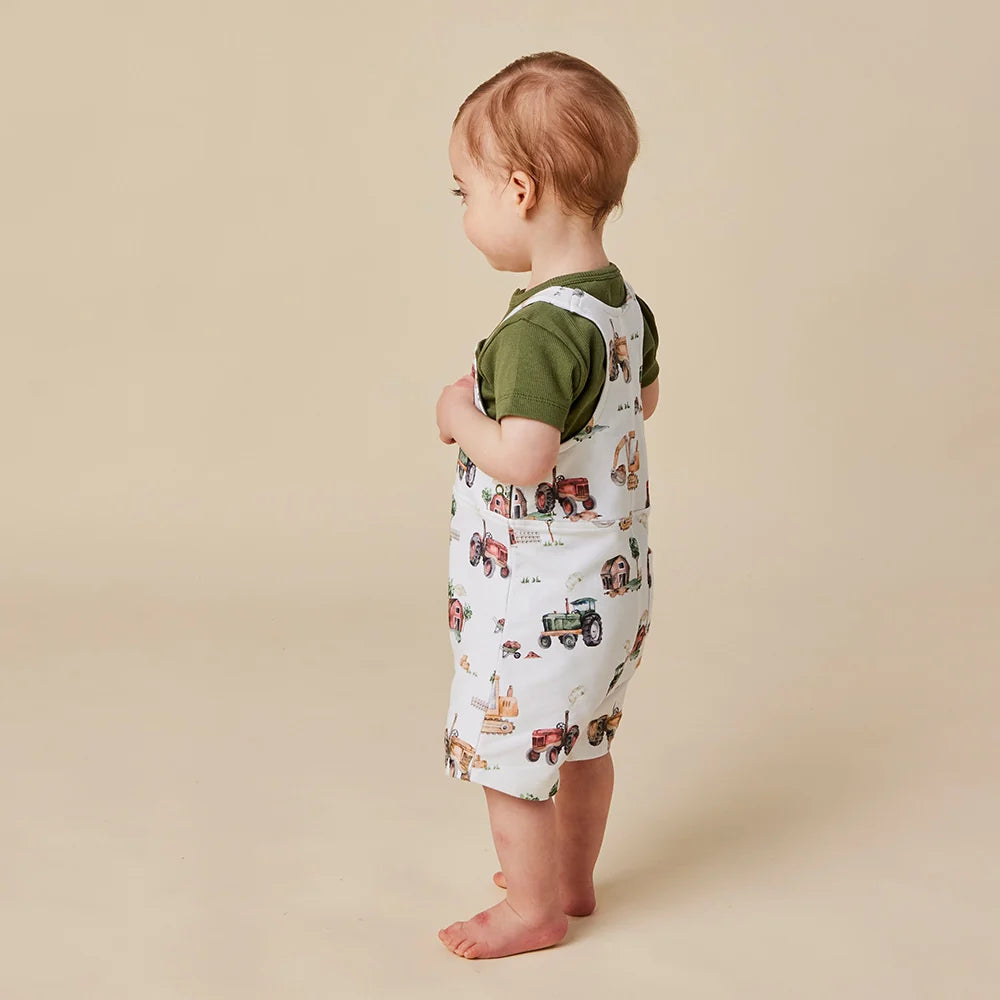 Snuggle Hunny Kids - Snuggle Overall Shorts | Diggers & Tractors