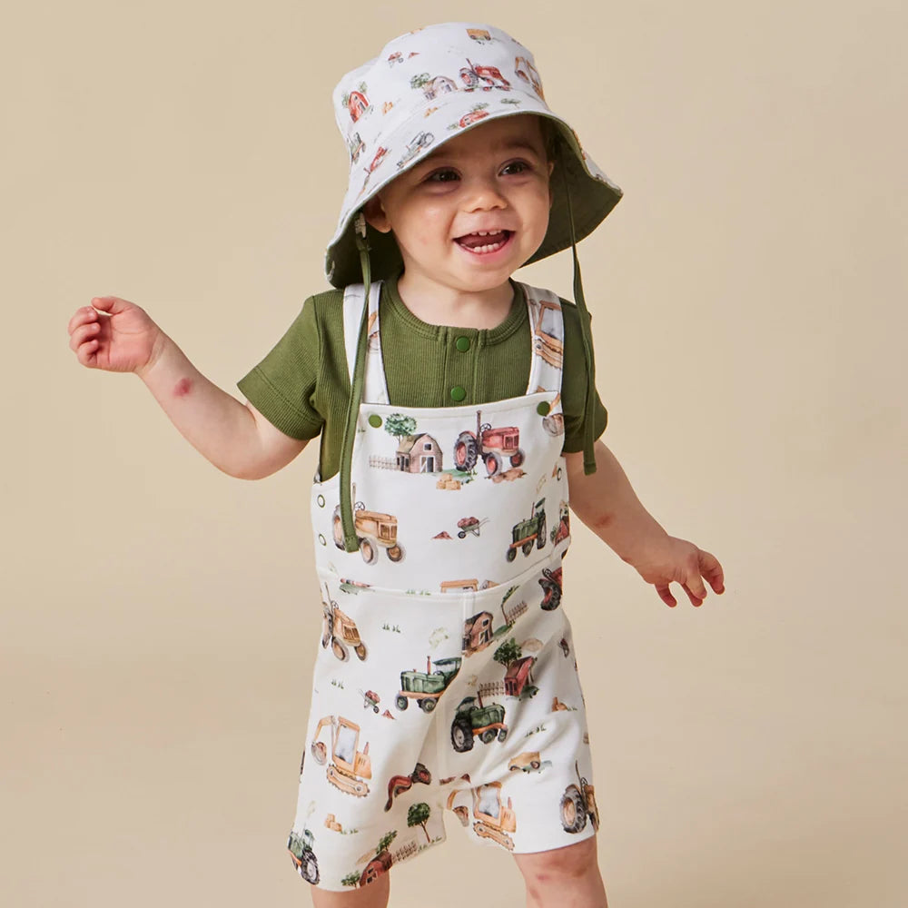 Snuggle Hunny Kids - Snuggle Overall Shorts | Diggers & Tractors