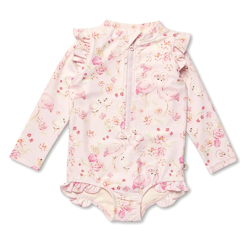 Snuggle Hunny Kids - Frill Swimsuit | Flamingos