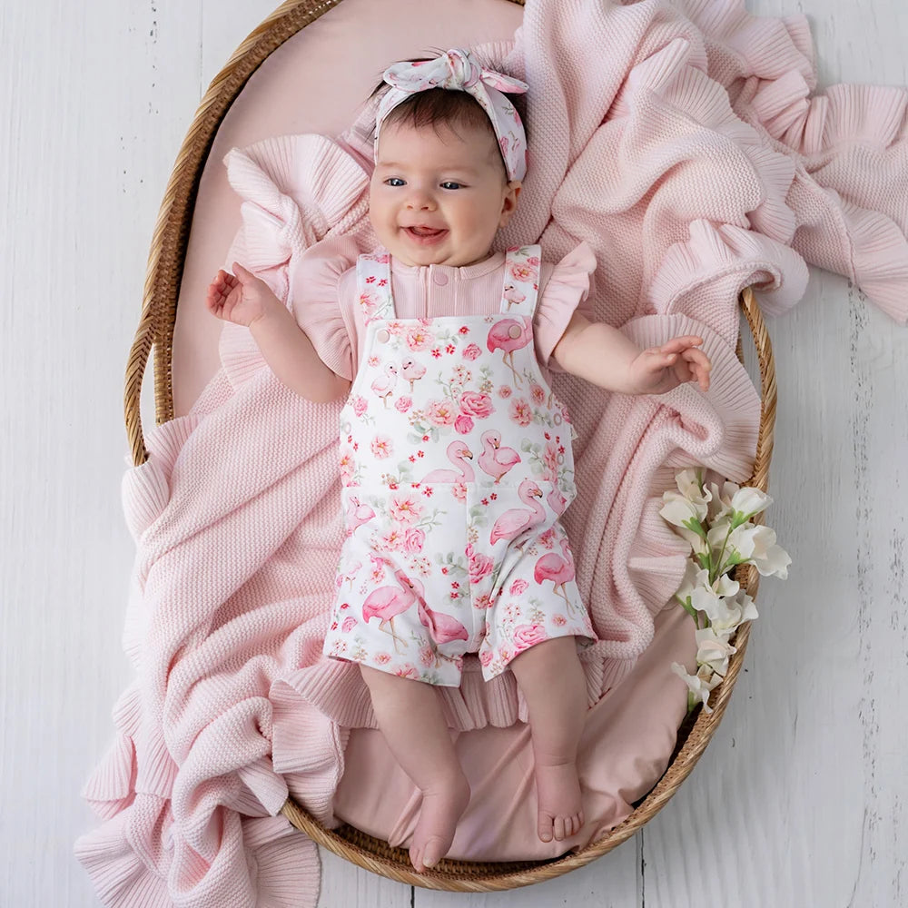 Snuggle Hunny Kids - Snuggle Overall Shorts | Flamingos