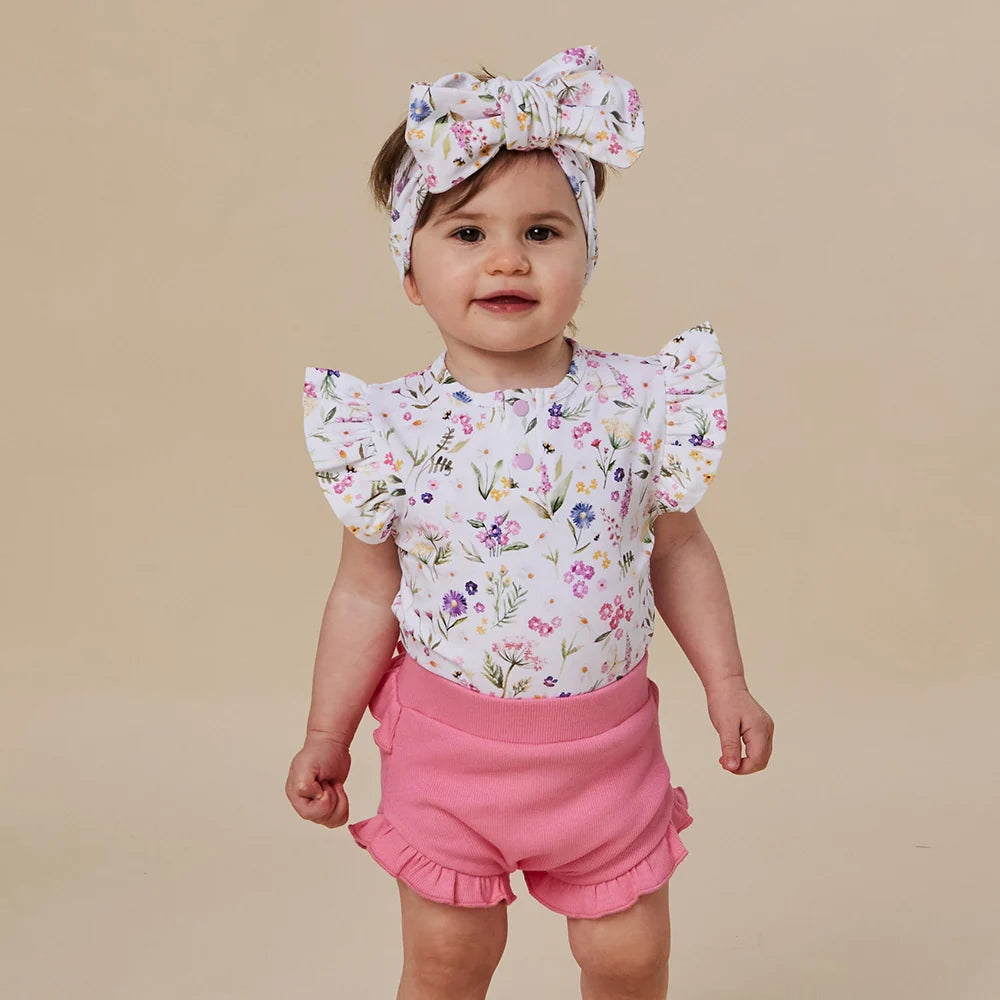 Snuggle Hunny Kids - Short Sleeve Frill Organic Bodysuit | Gracie