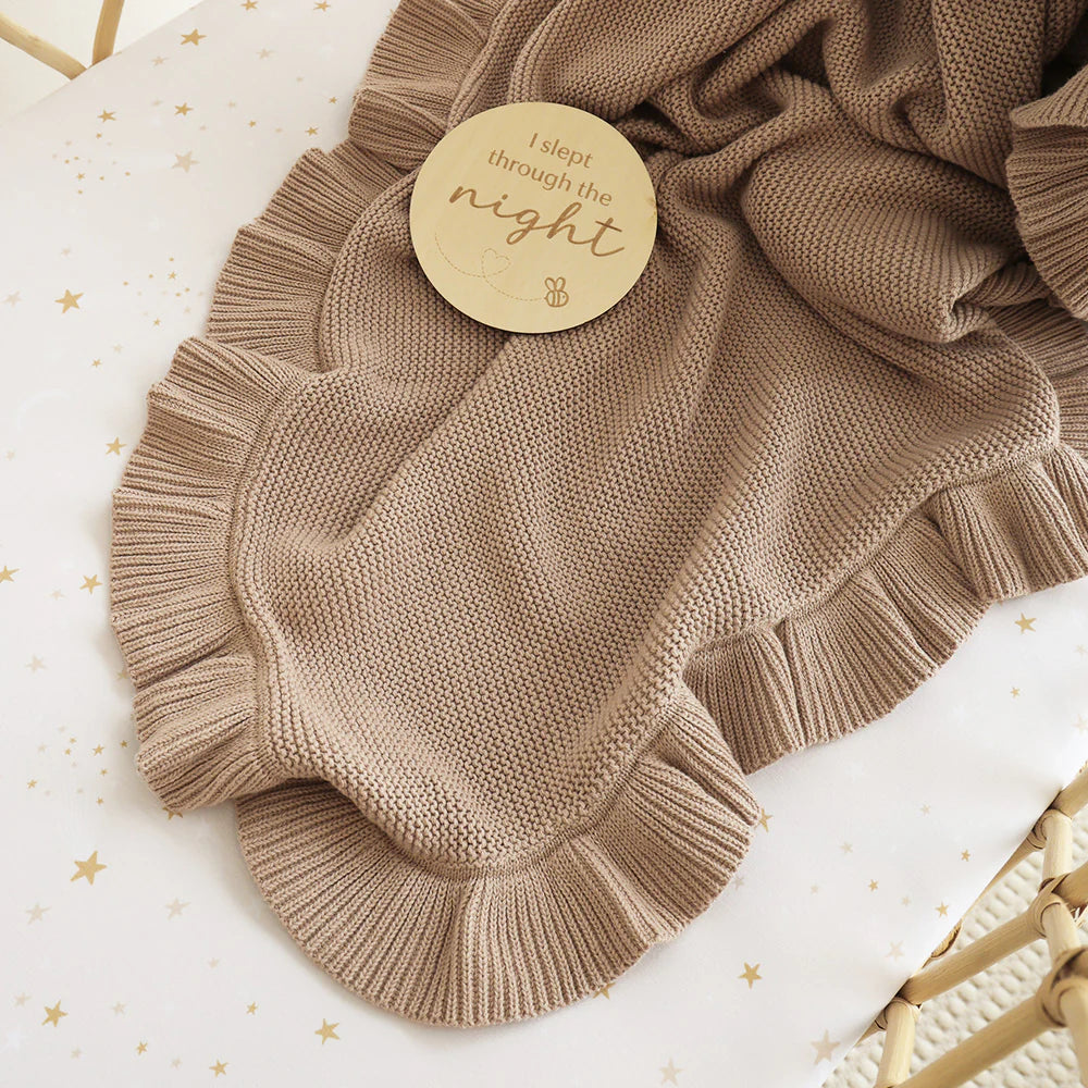 Snuggle Hunny Kids - Ruffle Knit Baby Blanket | Hazelnut