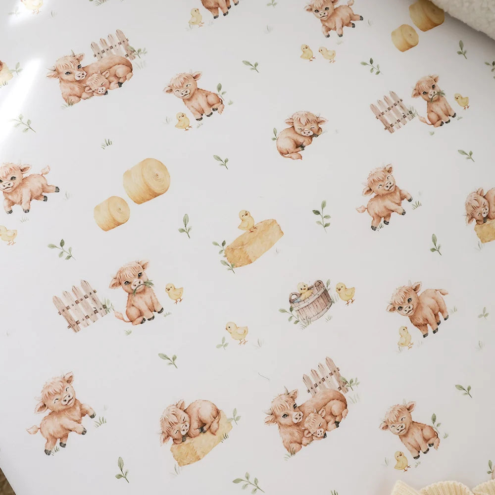 Snuggle Hunny Kids - Organic Fitted Cot Sheet | Highland Cows