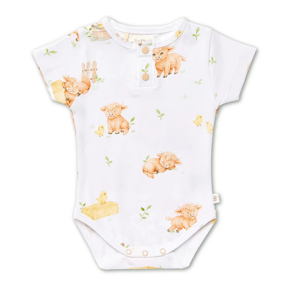 Snuggle Hunny Kids - Short Sleeve Organic Bodysuit | Highland Cows