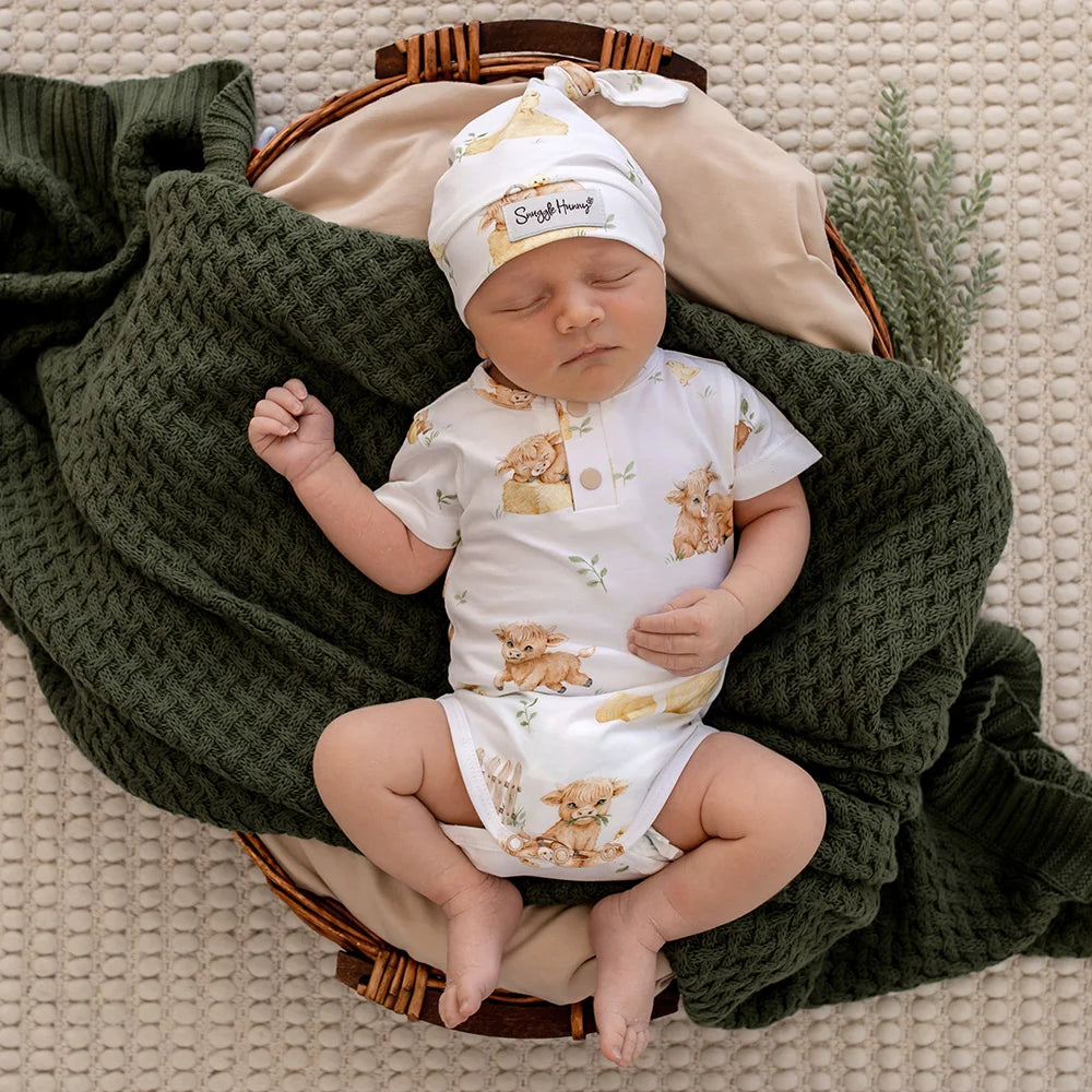 Snuggle Hunny Kids - Short Sleeve Organic Bodysuit | Highland Cows