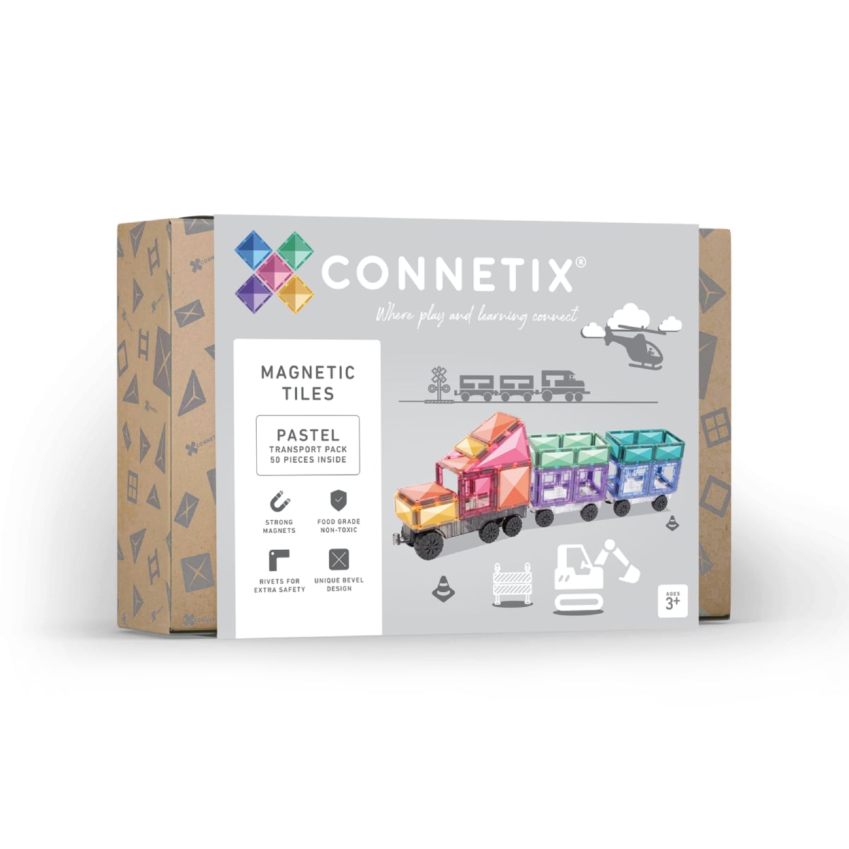 Connetix Tiles - 50 piece Pastel Transport Pack