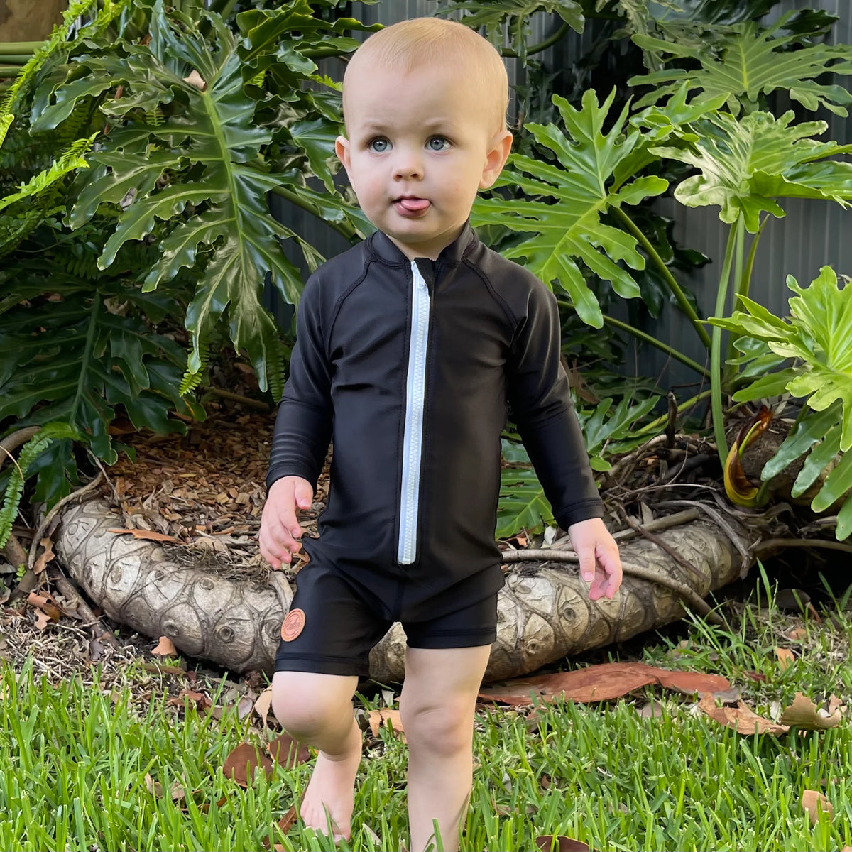 Kicky Swim - One Piece Rashguard Suit | Black