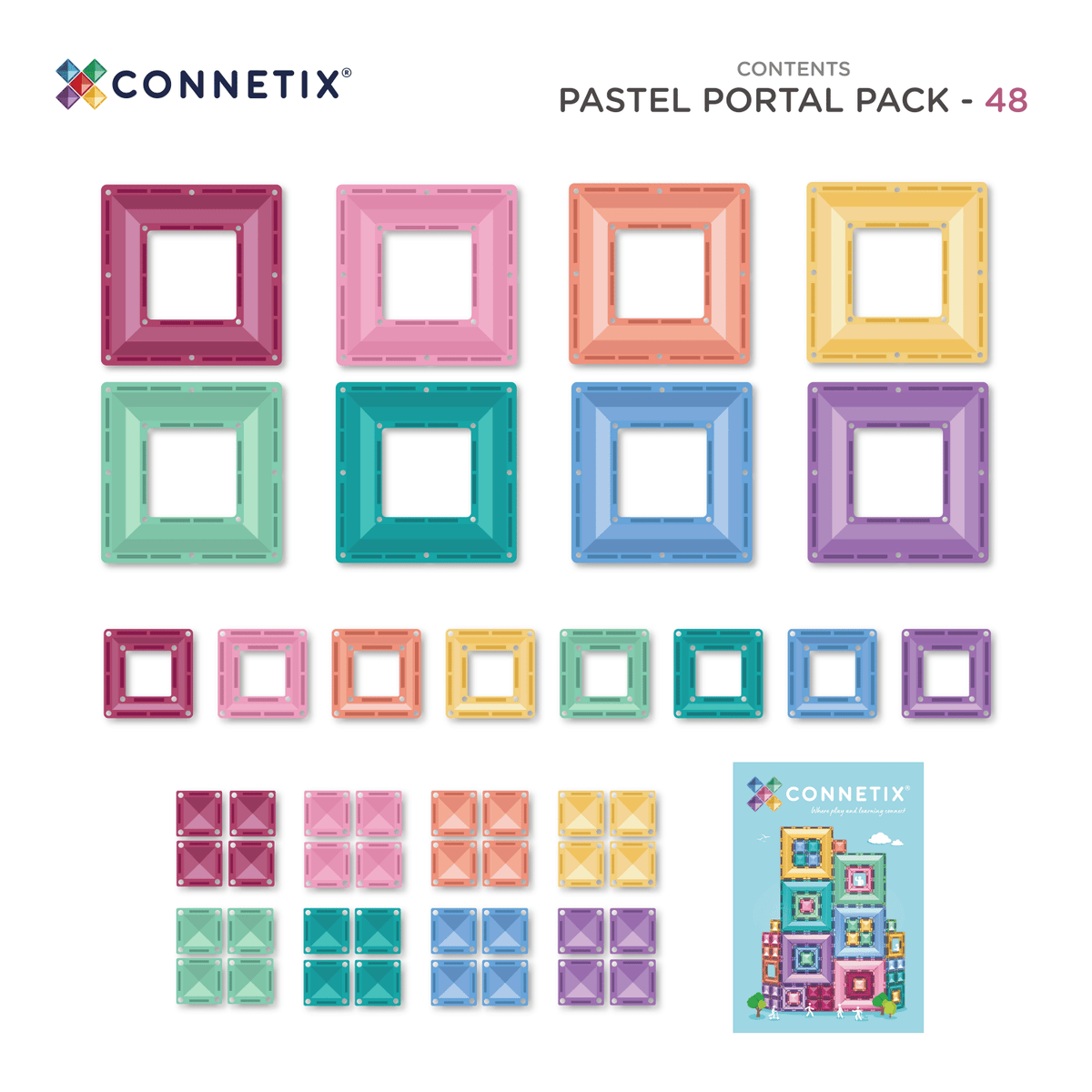 Connetix Tiles - 48 Piece Pastel Portal Pack
