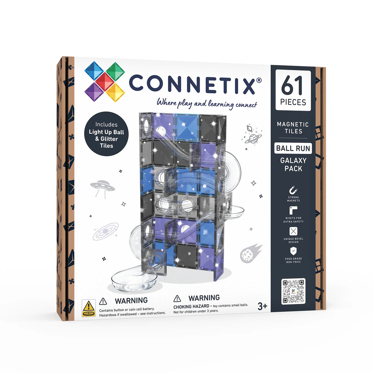 Connetix Tiles - 61 Piece Ball Run Galaxy Pack