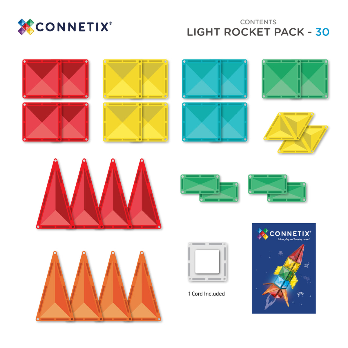 Connetix Tiles - 30 Piece Light Rocket Pack