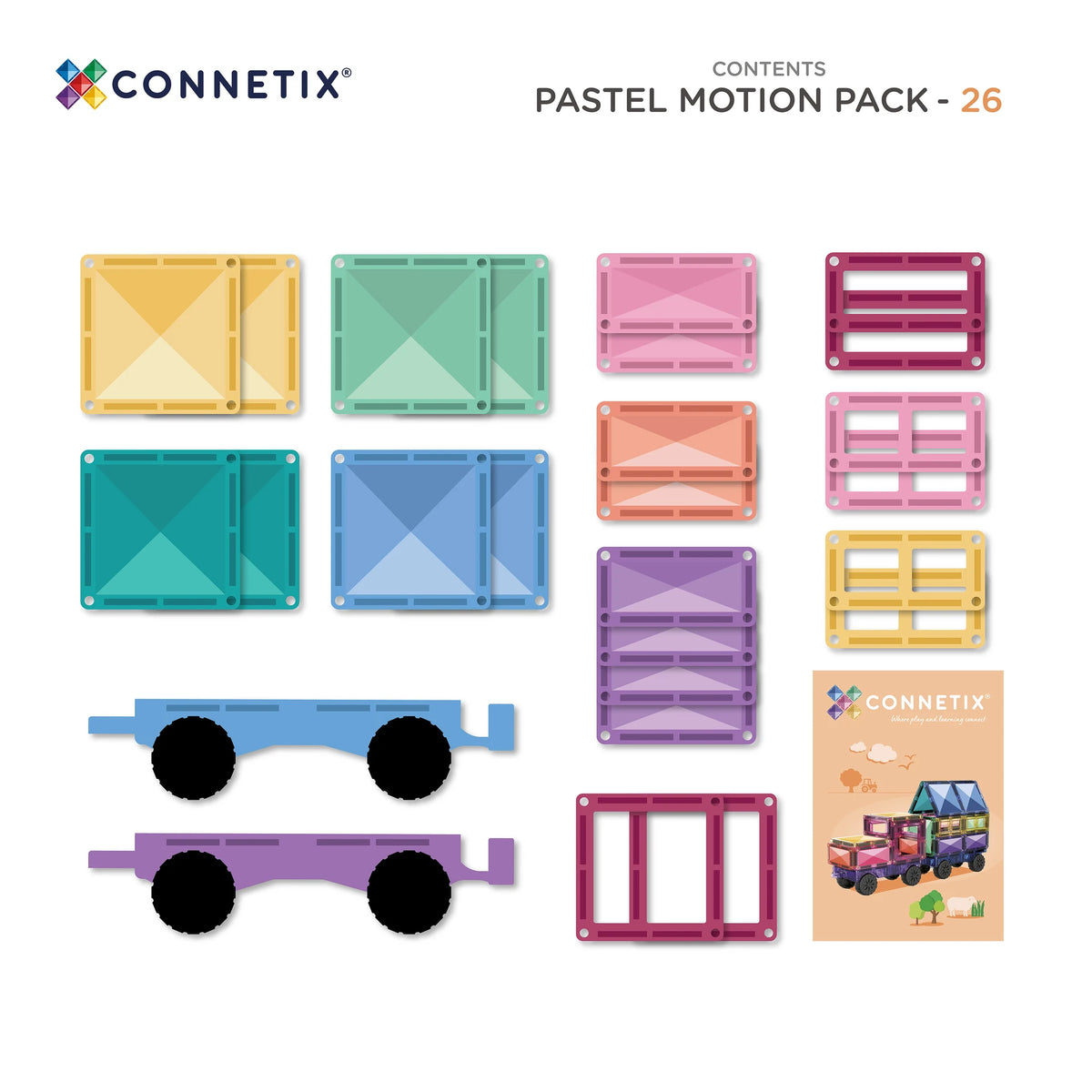 Connetix Tiles - 26 Piece Pastel Motion Pack