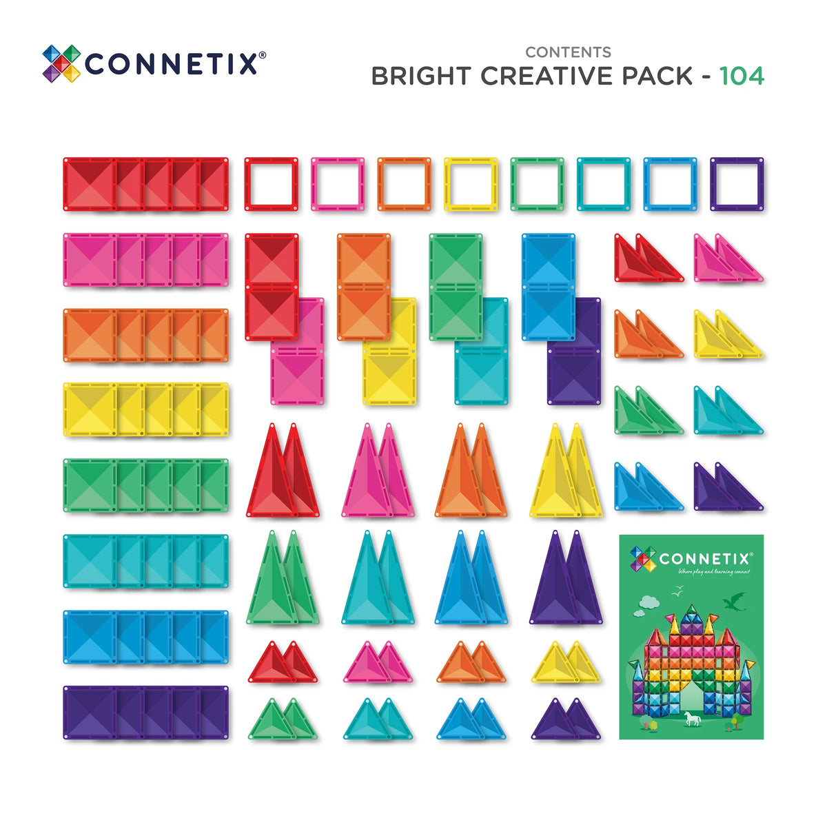 Connetix Tiles - 104 Piece Bright Creative Pack
