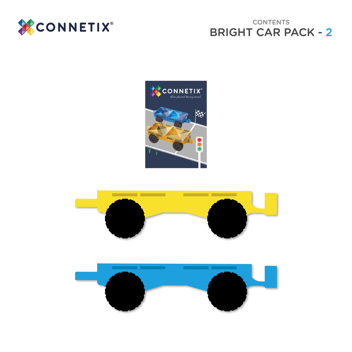 Connetix Tiles - 2 Piece Bright Car Pack