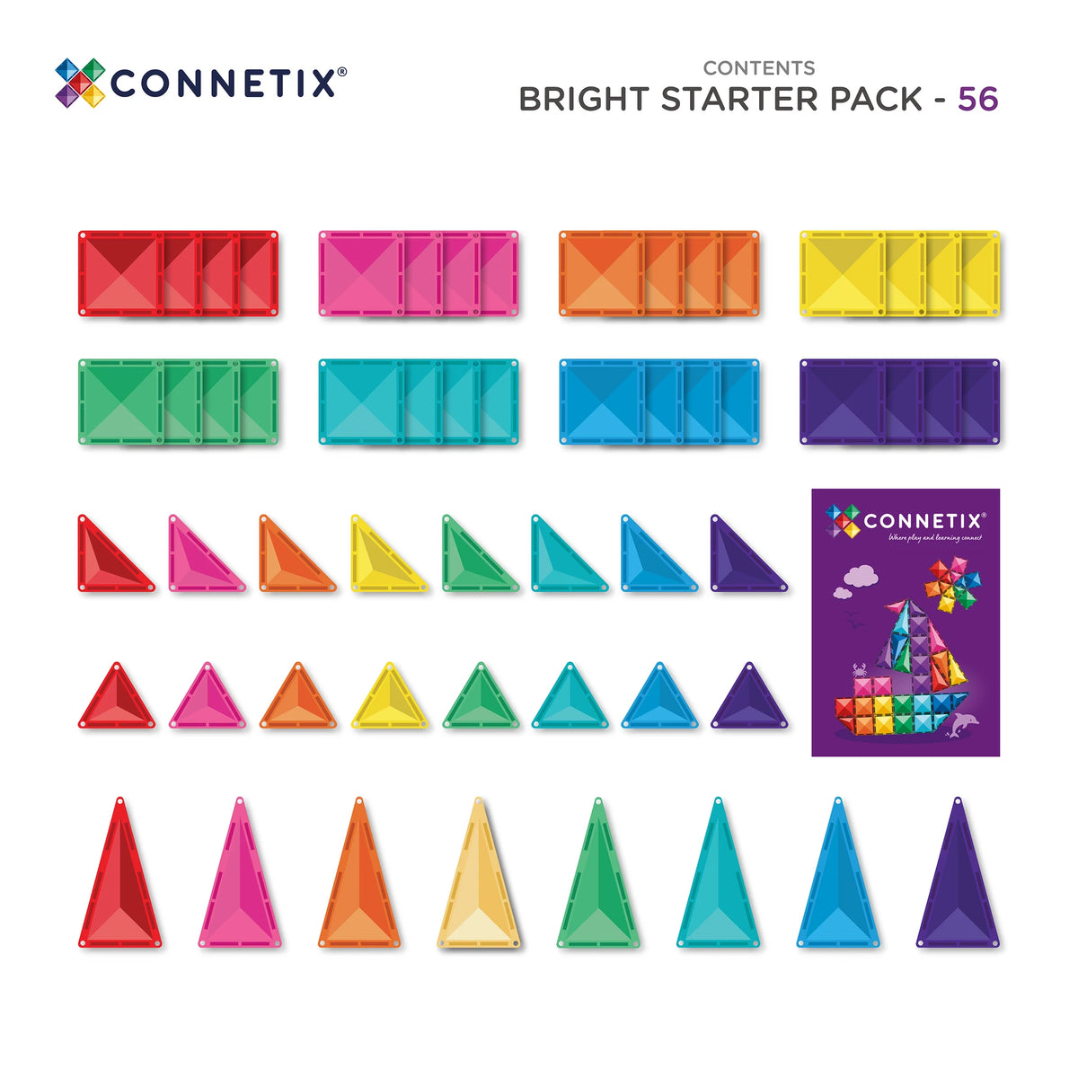 Connetix Tiles - 56 Piece Bright Starter Pack