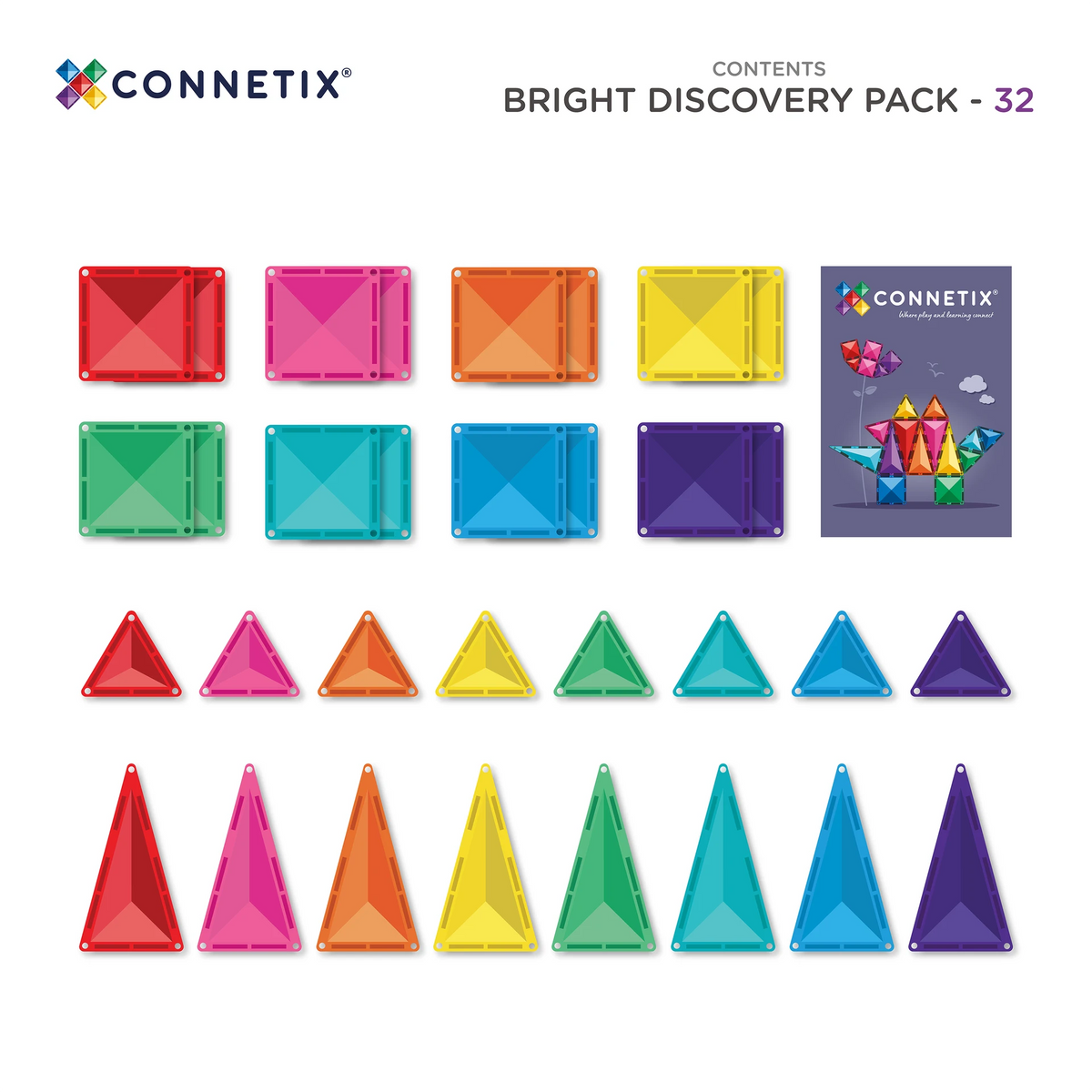 Connetix Tiles - 32 Piece Bright Discovery Pack