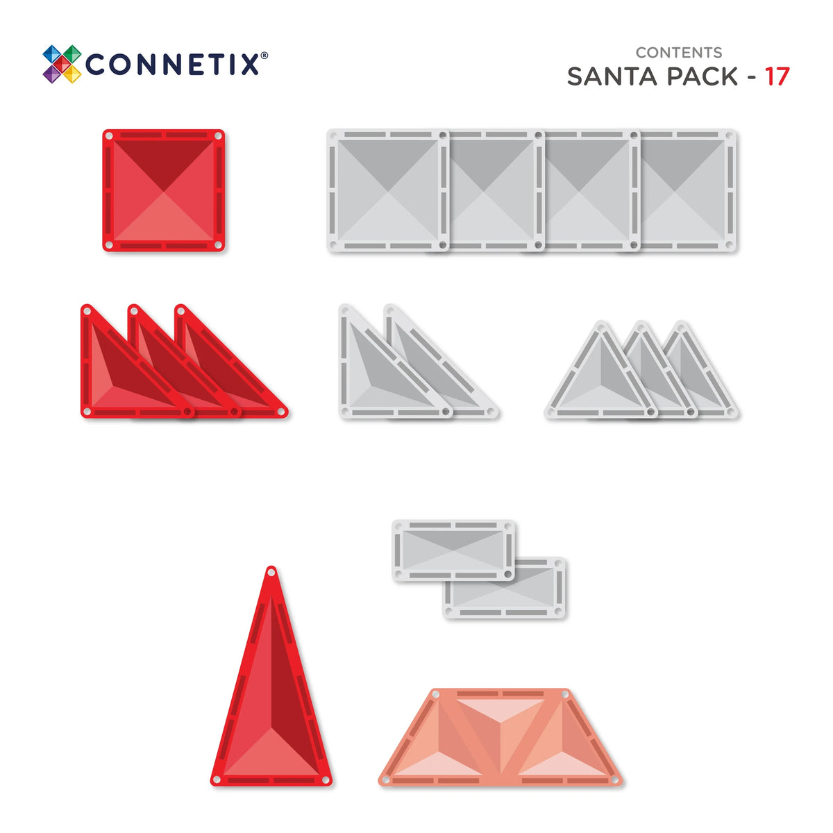 Connetix Tiles - 17 Piece Christmas Santa Pack