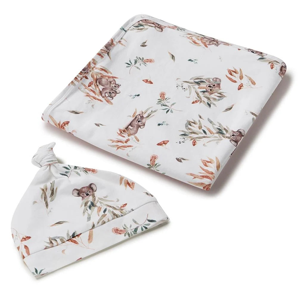 Snuggle Hunny Kids - Organic Baby Jersey Wrap & Beanie Set | Koala
