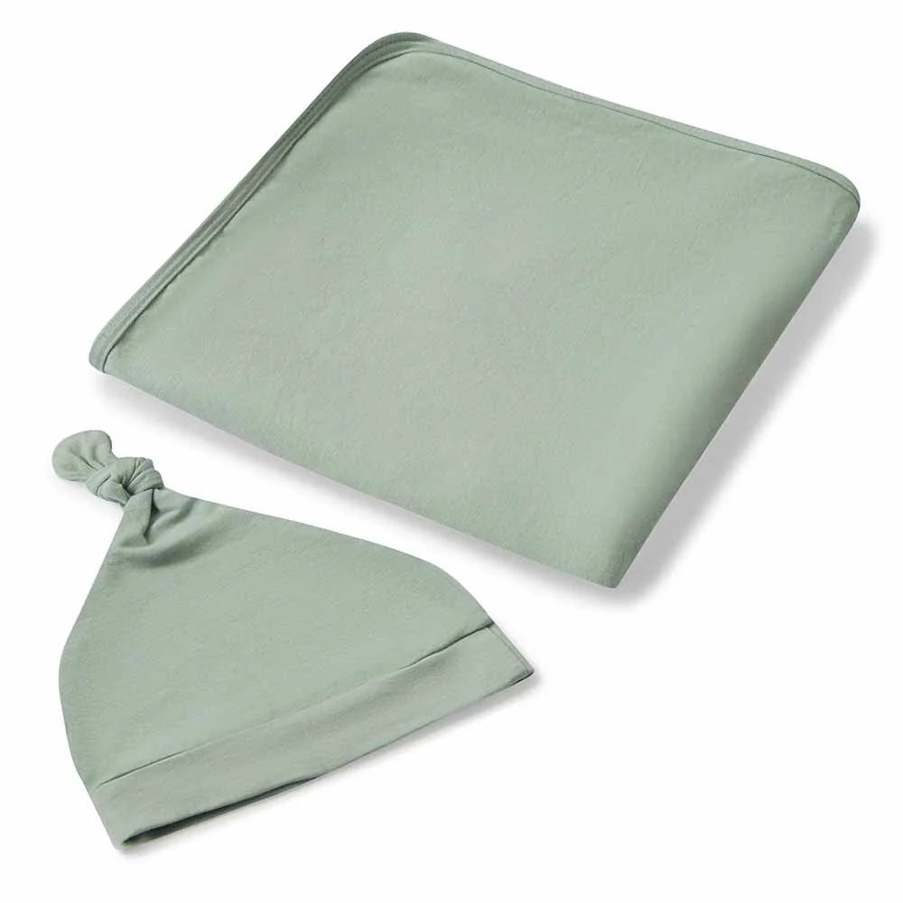 Snuggle Hunny Kids - Organic Baby Jersey Wrap & Beanie Set | Sage