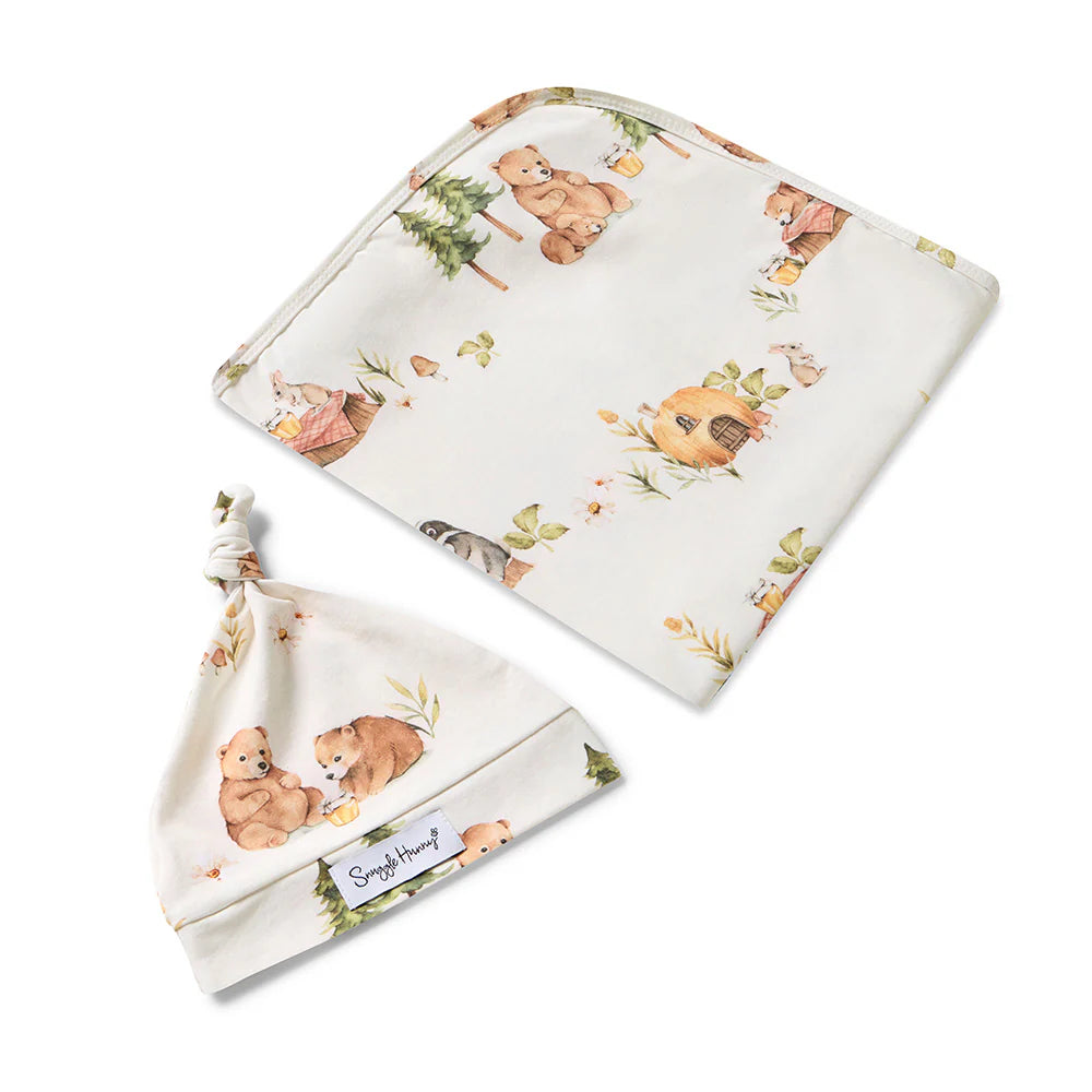 Snuggle Hunny Kids - Organic Baby Jersey Wrap & Beanie Set | Bears