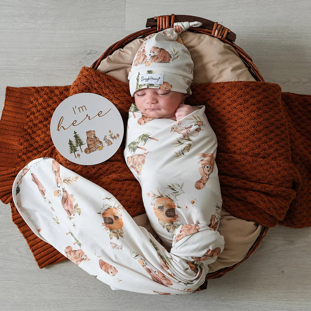 Snuggle Hunny Kids - Organic Baby Jersey Wrap & Beanie Set | Bears