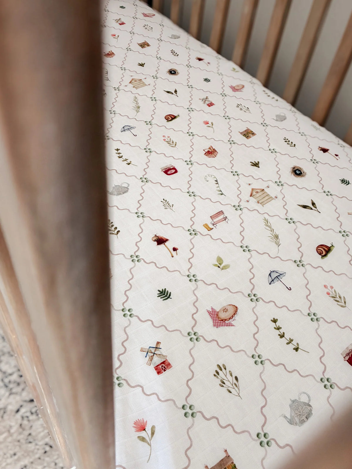 Pop Ya Tot - Fitted Cot Sheet | Cottage Picnic