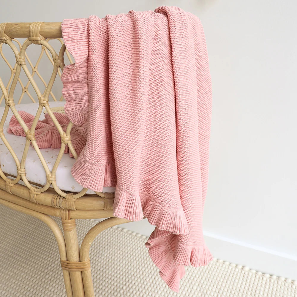 Snuggle Hunny Kids - Ruffle Knit Baby Blanket | Rosa