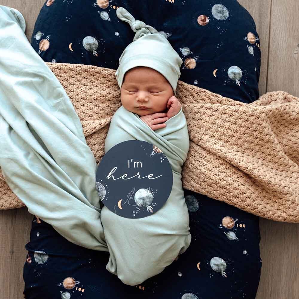 Snuggle Hunny Kids - Organic Baby Jersey Wrap & Beanie Set | Sage