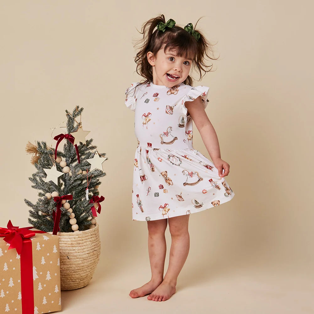 Snuggle Hunny Kids - Santa's Toy Shop Short Sleeve Organic Dress