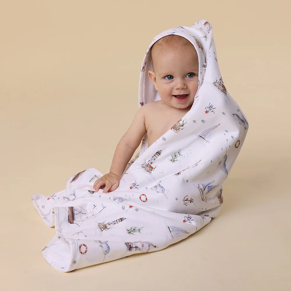Snuggle Hunny Kids - Organic Hooded Baby Towel | Set Sail