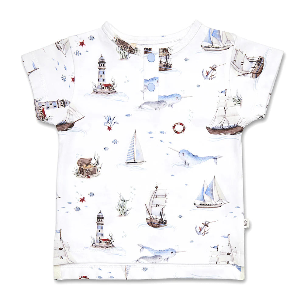 Snuggle Hunny Kids - Short Sleeve Organic Top | Set Sail