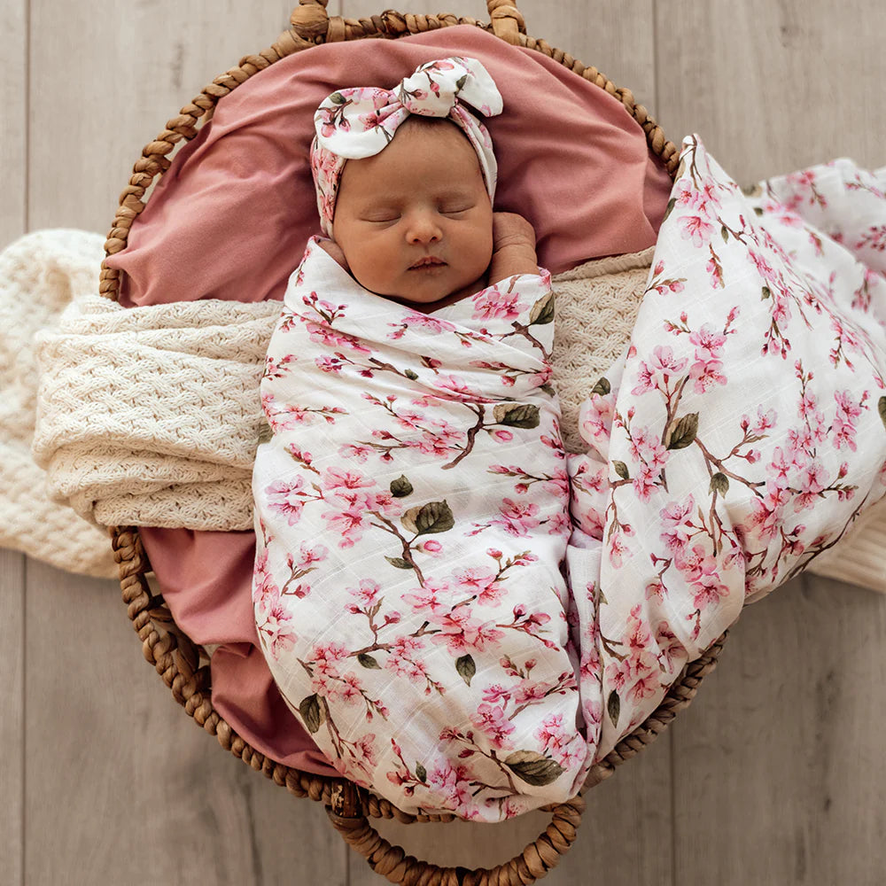Snuggle Hunny Kids - Organic Muslin Wrap | Cherry Blossom