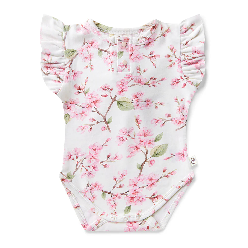Snuggle Hunny Kids - Short Sleeve Organic Bodysuit | Cherry Blossom