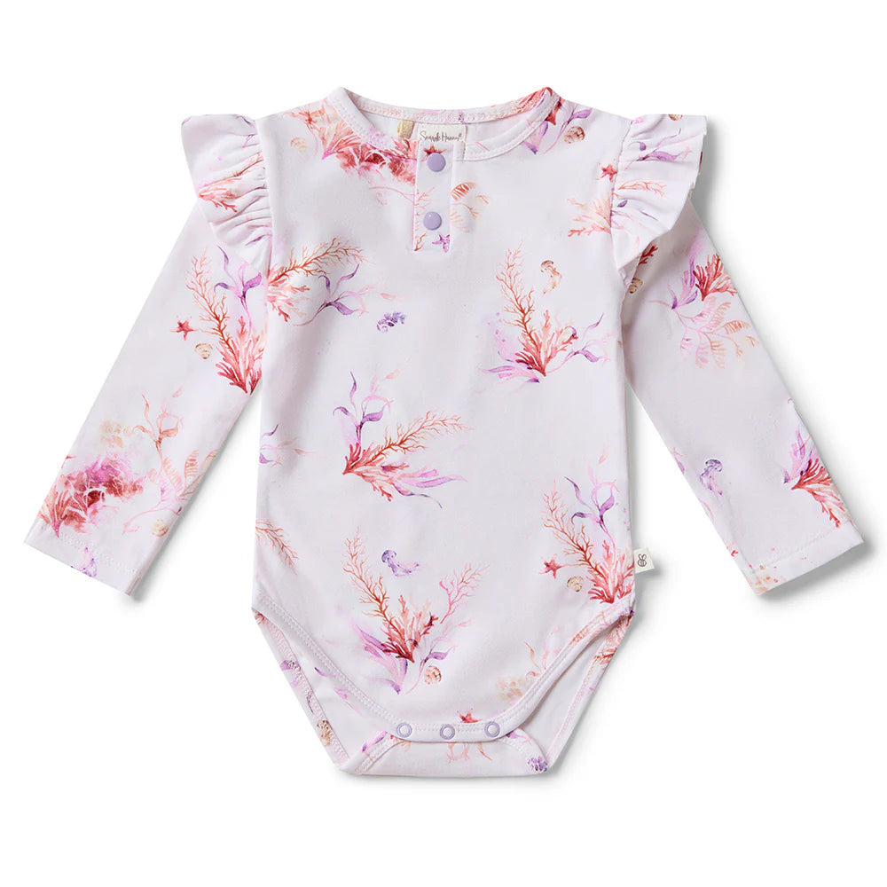 Snuggle Hunny Kids - Long Sleeve Organic Bodysuit | Coral