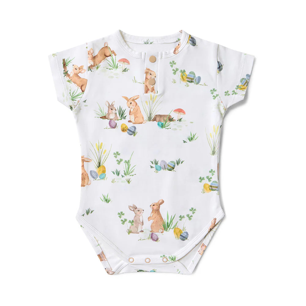 Snuggle Hunny Kids - Short Sleeve Organic Bodysuit | Easter Bunnies