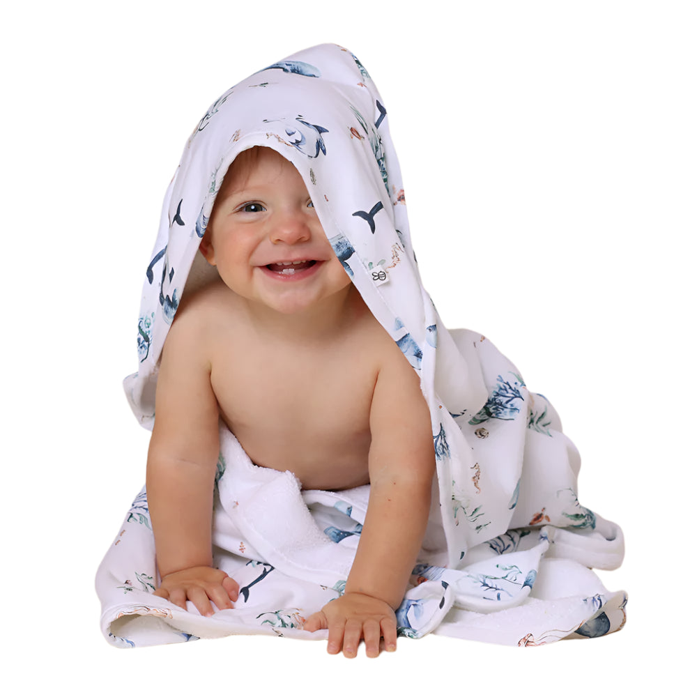 Snuggle Hunny Kids - Organic Hooded Baby Towel | Ocean