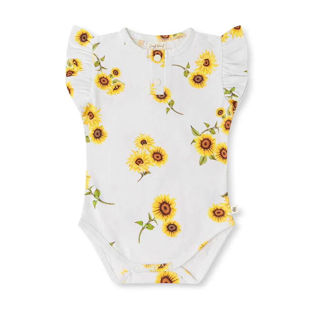 Snuggle Hunny Kids - Short Sleeve Organic Bodysuit | Sunflower