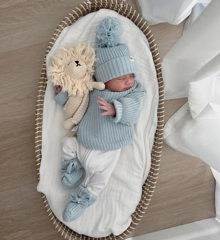 3 Little Crowns - Textured Knit Beanie | Stormy Blue