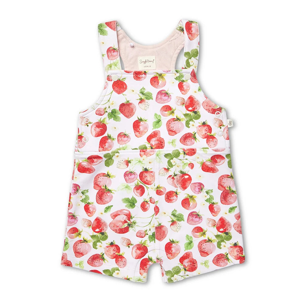 Snuggle Hunny Kids - Snuggle Overall Shorts | Strawberry