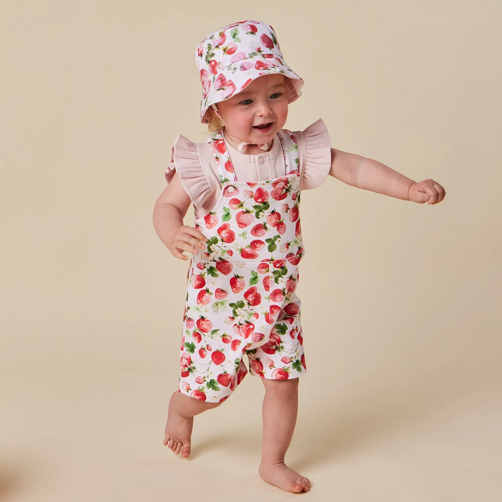Snuggle Hunny Kids - Snuggle Overall Shorts | Strawberry