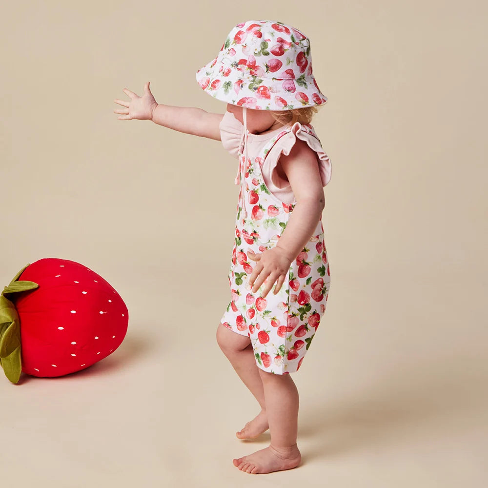 Snuggle Hunny Kids - Snuggle Overall Shorts | Strawberry