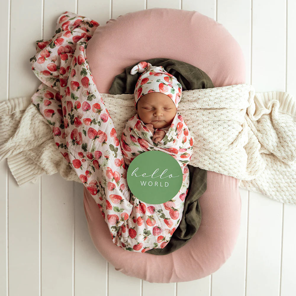 Snuggle Hunny Kids - Reversible Milestone Cards | Strawberry & Moss
