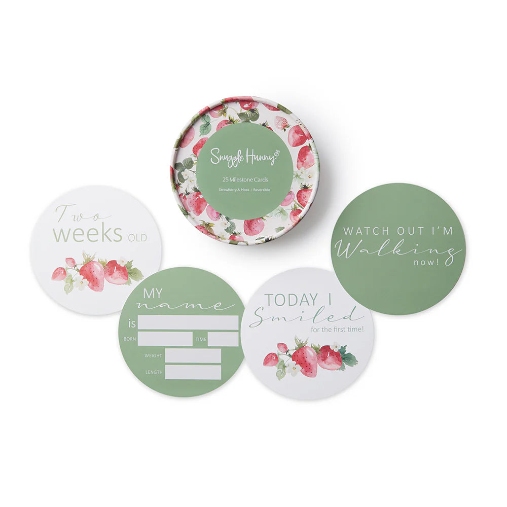 Snuggle Hunny Kids - Reversible Milestone Cards | Strawberry & Moss