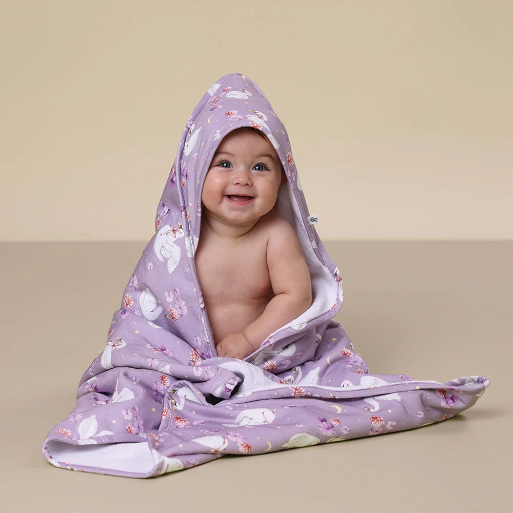 Snuggle Hunny Kids - Organic Hooded Baby Towel | Swan Lake