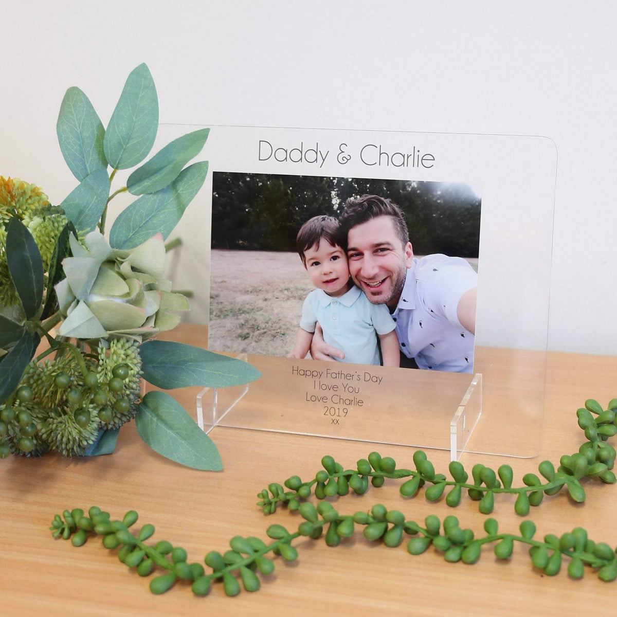 CMC GOLD - Transparent Printed Photo Frame | Happy Father's Day (Acrylic Legs)